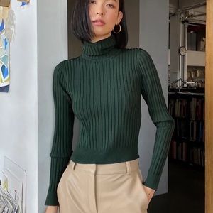 Babaton Victor Black Ribbed Turtleneck, Size S